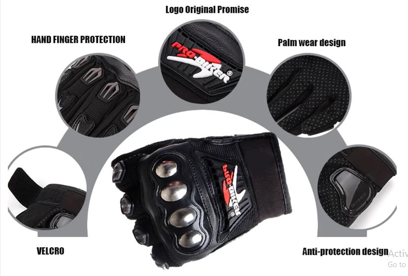 Pro biker Motorcycle Full Finger Gloves With Metal Protection