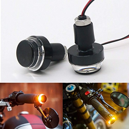 2PCS Motorcycle Turn Signal LED Light Indicator Handle Bar End