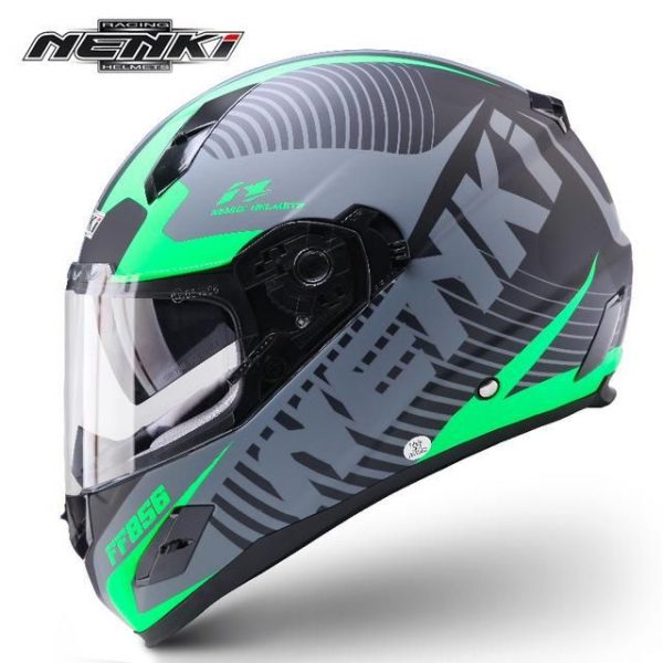 Glasfaser Schale，ECE-geprüft mit Doppelvisieren Nenki Helme NK-856 Full Face Motorradhelme Mattschwarz Neongelb-L