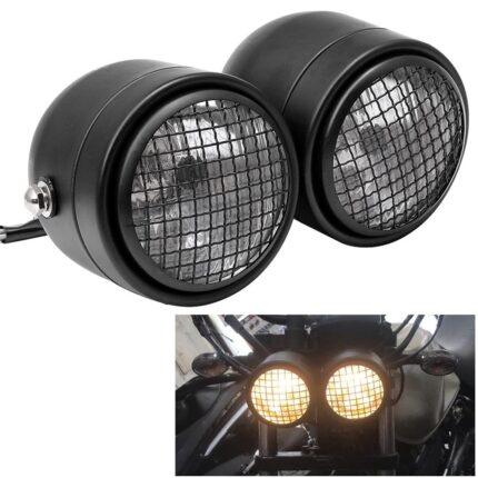 Motorcycle Dominator Grill Twins Dual Headlight Streetfighter Double Headlamp