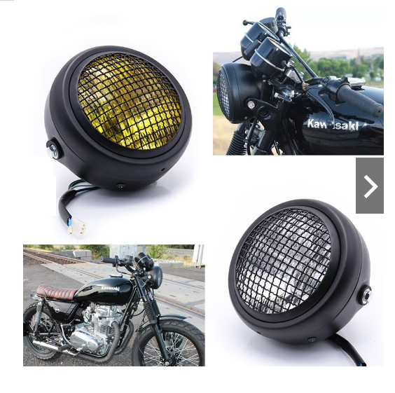 6.5" 12V 55/60W H4 Matte Black  Alloy Grille Motorcycle Motorbike Headlight