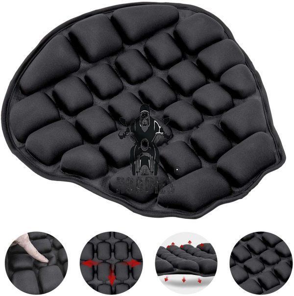 ASI AIR SEAT INNOVATIONS Motorcycle Air Seat Cushion - Pressure Relief Pad  - Touring Saddles Reduces Vibration - Rear or Small Seat Size 12 X 9.5