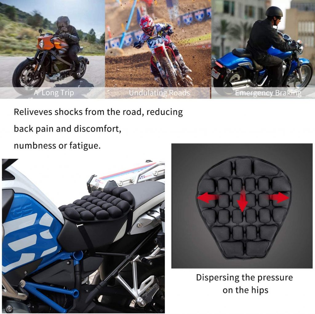 Motorcycle Gel Seat Pad - Shock Absorption Comfort Cushion For Long Rides, 25x25x1cm Orange Mat