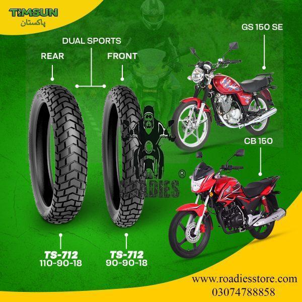 Timsun Tubeless Dual Sport Fat Tires Set For Suzuki GS-150SE Honda CB150F