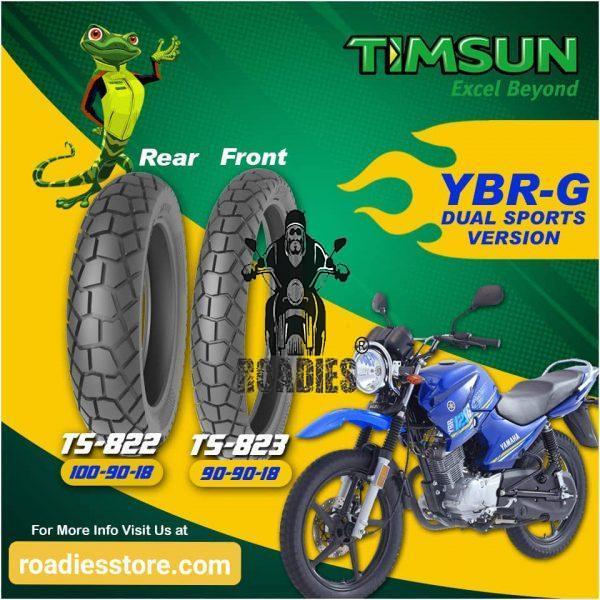 Timsun Tubeless Tyre Dual Sports Tires Set For Yamaha YBR125G / YBR125 YB125Z DX Discount Package