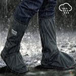 Waterproof Shoes Cover with Reflector Rain Snow Boots Black Reusable Covers Gear for Motorcycle Fishing