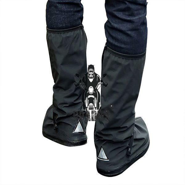 Waterproof Shoes Cover with Reflector Rain Snow Boots Black Reusable Covers Gear for Motorcycle Fishing