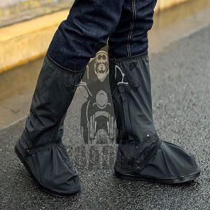 Waterproof Shoes Cover with Reflector Rain Snow Boots Black Reusable Covers Gear for Motorcycle Fishing