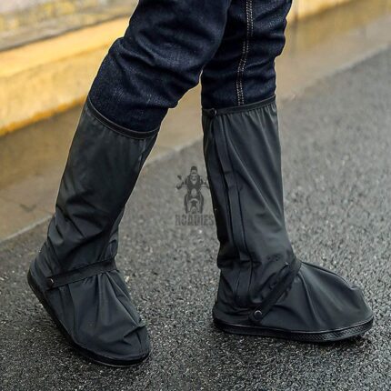 Waterproof Shoes Cover with Reflector Rain Snow Boots Black Reusable Covers Gear for Motorcycle Fishing