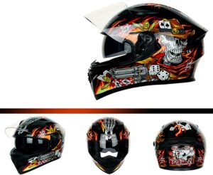 JIEKAI JK-316 SKELETON Full Face Dual Visor Helmet DOT CERTIFIED