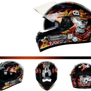 JIEKAI JK-316 SKELETON Full Face Dual Visor Helmet DOT CERTIFIED