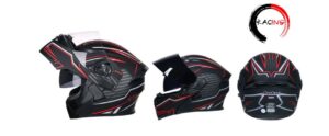 JIEKAI JK-902 Red & Matt Black Uplift Dual Visor Helmet DOT