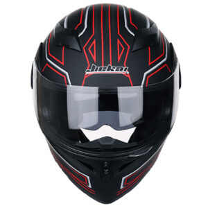 JIEKAI JK-902 Red & Matt Black Uplift Dual Visor Helmet DOT