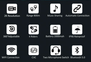 SCS - S11 Motorcycle Helmet Intercom | 4 Rider Conference | Sony 2K Action Cam | Mic Switch For V Blogger |