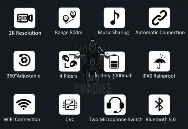 SCS - S11 Motorcycle Helmet Intercom | 4 Rider Conference | Sony 2K Action Cam | Mic Switch For V Blogger |