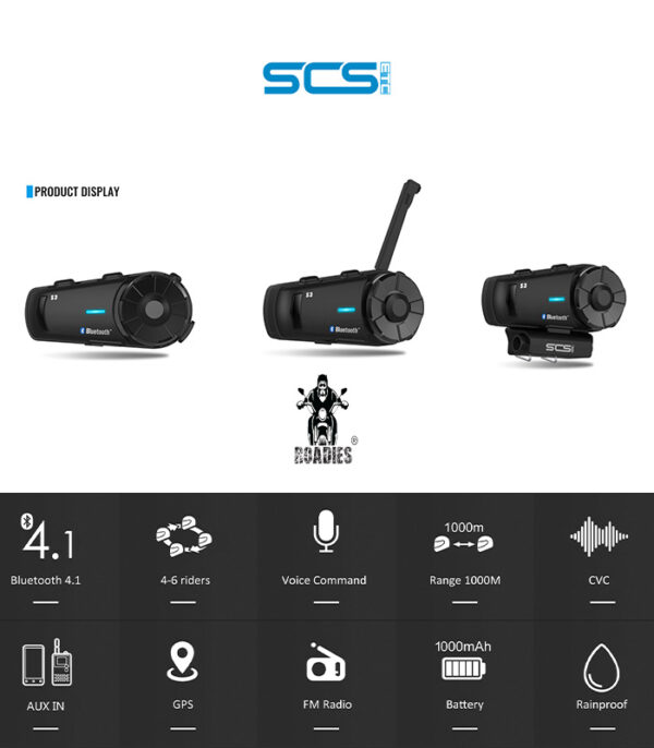 SCS - S3 Motorcycle Helmet Bluetooth Intercom Device with Conference Call FM Music New