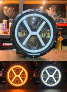 7 inch X Projector LED Headlight With Yellow White DRL Halo For Motorcycle Jeep