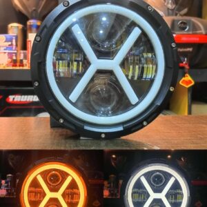 7 inch X Projector LED Headlight With Yellow White DRL Halo For Motorcycle Jeep