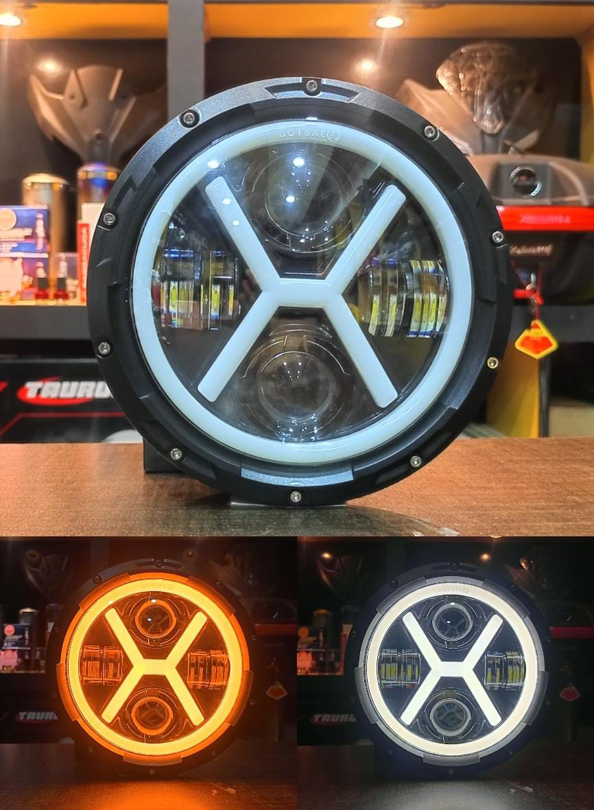 thumbnail image 2 of RIDROID 7" Round 80W LED Projector Headlight – DOT/SAE, 6000K, Black Housing (Fits Harley / Honda / Yamaha & More) 2 of 2