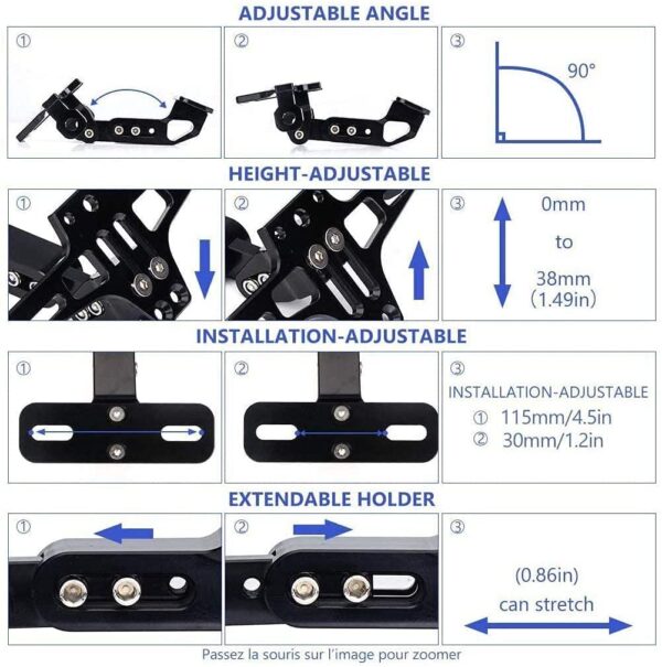 CNC Aluminum Tail Motorcycle License Registration Plate Holder With LED