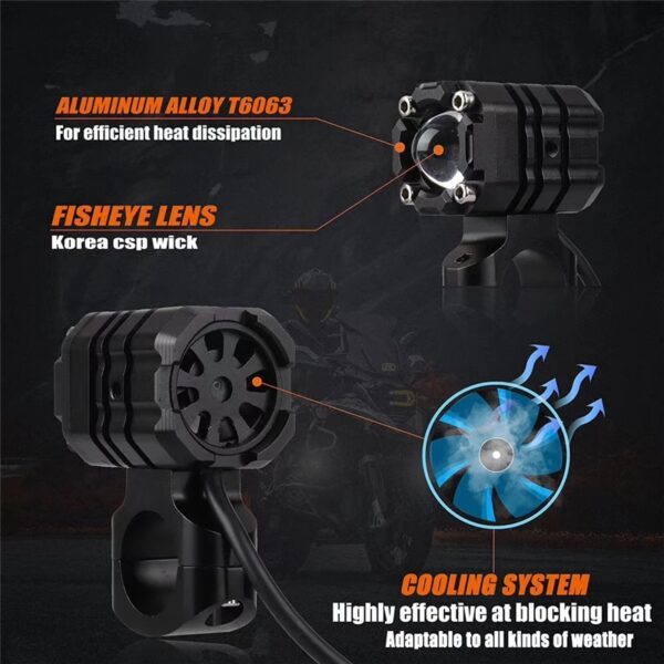 Original MOTORFANS K3S Dual Mode LED Aux Lights Complete Kit for All Motorcycles