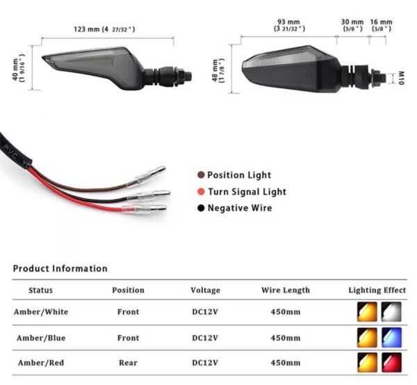 4PC Smoke Lava L Shape LED indicators