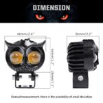 LIU HJG Dual Two 2 LED OWL Shape 2.8" External Auxiliary Projector Dual Color Yellow White LED Lights Fog Light Metal Body 2PC