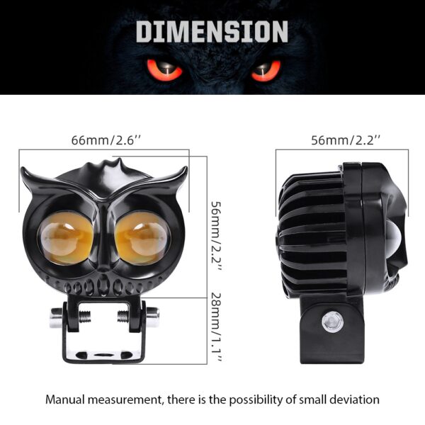 LIU HJG Dual Two 2 LED OWL Shape 2.8" External Auxiliary Projector Dual Color Yellow White LED Lights Fog Light Metal Body 2PC