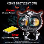 LIU HJG Dual Two 2 LED OWL Shape 2.8" External Auxiliary Projector Dual Color Yellow White LED Lights Fog Light Metal Body 2PC