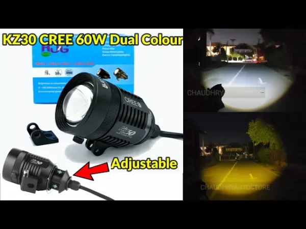 LIU HJG CREE KZ30 Dual Color Yellow + White Light With Zoom Adjustment Lock Fog Light 1PC