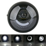 Motorcycle Spiral White Side Mount 6.5 LED Headlight DRL For Cafe Racer Bobber