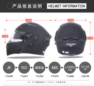 JIEKAI JK-902 Matt Black Uplift Dual Visor Helmet DOT FILPUP