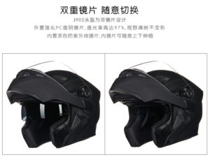 JIEKAI JK-902 Matt Black Uplift Dual Visor Helmet DOT FILPUP