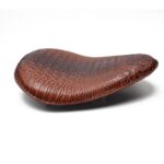 Motorcycle Cafe Racer BrownBlack Crocodile Leather Spring Solo Bobber Seat For Harley Custom Chopper Bobber