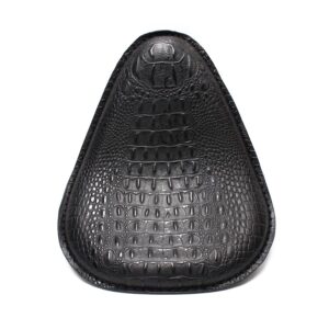 Motorcycle Cafe Racer BrownBlack Crocodile Leather Spring Solo Bobber Seat For Harley Custom Chopper Bobber