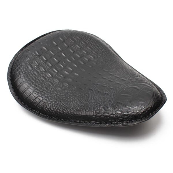 Motorcycle Cafe Racer BrownBlack Crocodile Leather Spring Solo Bobber Seat For Harley Custom Chopper Bobber