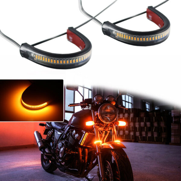 Motorcycle Front Shock Absorber LED Indicators Fork Adjustable Strip Lights