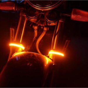 Motorcycle Front Shock Absorber LED Indicators Fork Adjustable Strip Lights