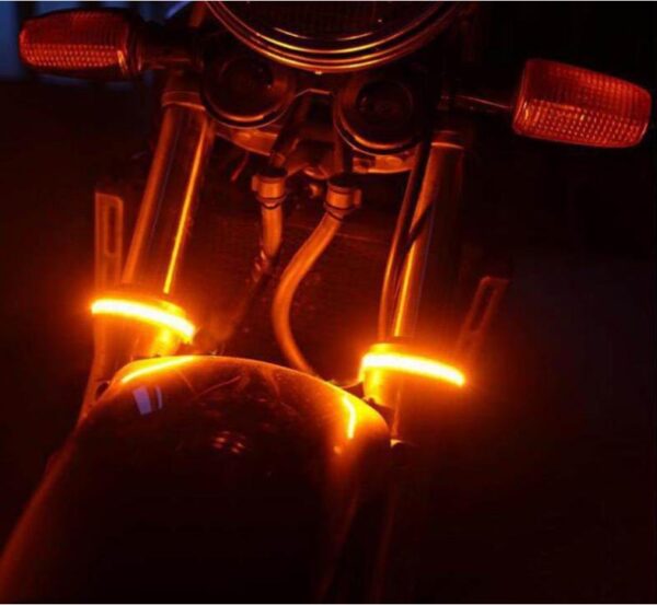 Motorcycle Front Shock Absorber LED Indicators Fork Adjustable Strip Lights