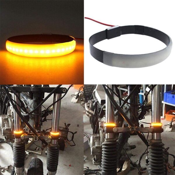 Motorcycle Front Shock Absorber LED Indicators Fork Adjustable Strip Lights