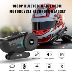 SCS S9 Motorcycle Helmet Bluetooth Headset 2000m 6 Riders Intercoms with CVC Noise Cancellation Call Music FM