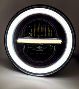 7 inch LED Headlight With Center Line Yellow White DRL Panel