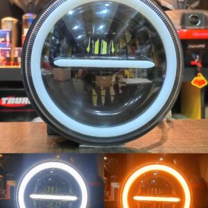 7 inch Projector LED Headlight With Center Line Yellow White DRL Panel