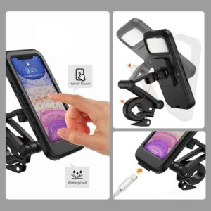 360 Adjustable Mobile Holder Magnetic 4-7 Inch Waterproof Case For Bike Motorcycle Handlebar