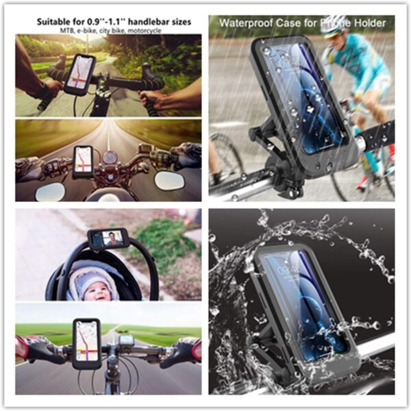 360 Adjustable Mobile Holder Magnetic 4-7 Inch Waterproof Case For Bike Motorcycle Handlebar