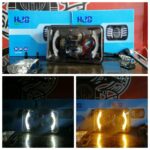 Square 6x4 Projector LED Panel Headlight With Indicator DRL For Jeep Honda CG125 CD70