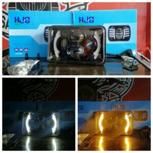 Square 6x4 Projector LED Panel Headlight With Indicator DRL For Jeep Honda CG125 CD70