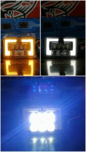 Square 6x4 Projector LED Panel Headlight With Square DRL For Honda CG125 CD70
