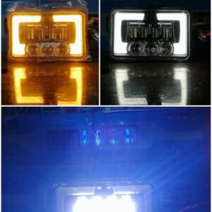 Square 6x4 Projector LED Panel Headlight With Square DRL For Honda CG125 CD70