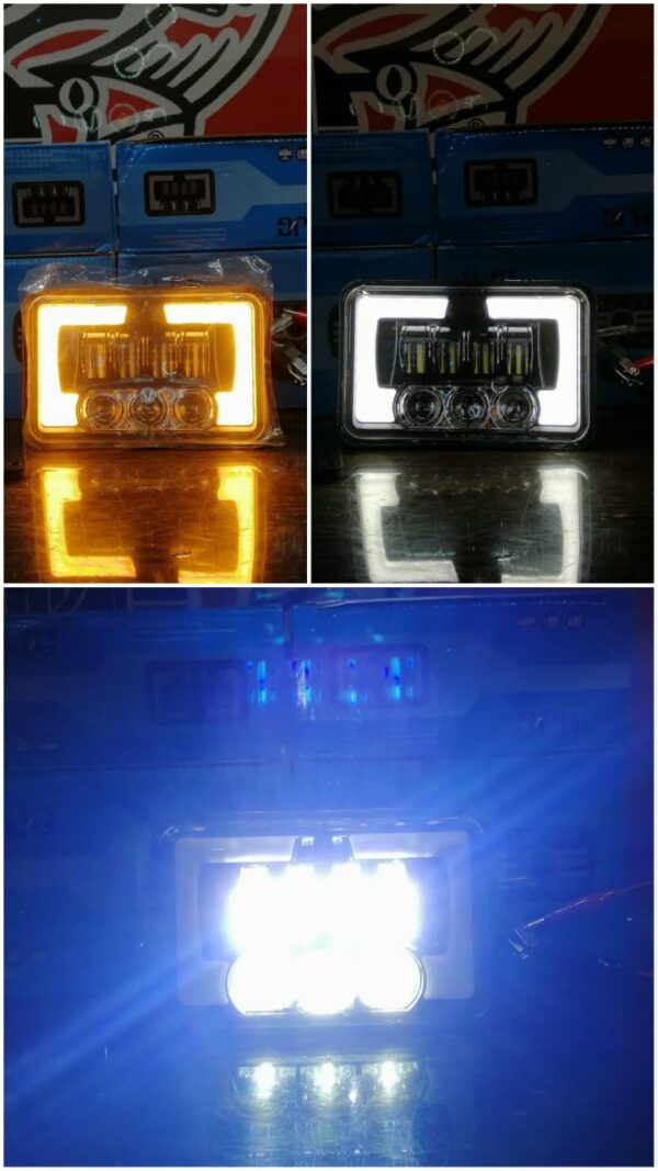 Square 6x4 Projector LED Panel Headlight With Square DRL For Honda CG125 CD70